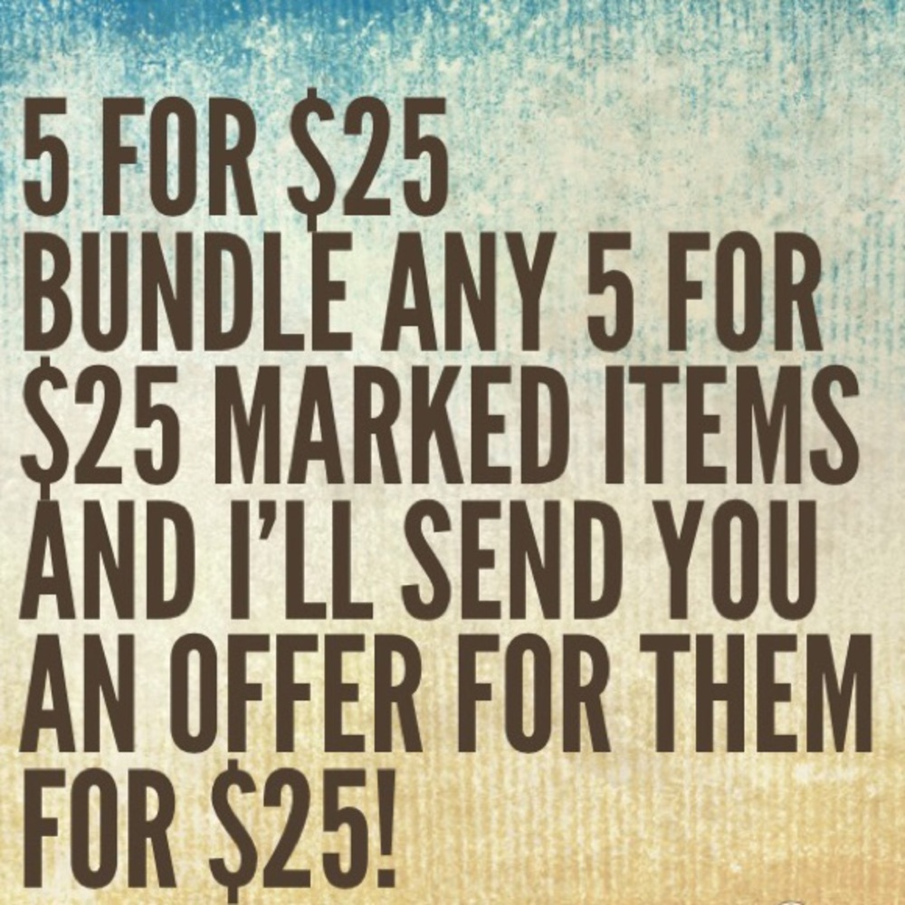 Create a bundle with five items marked 5 for $25